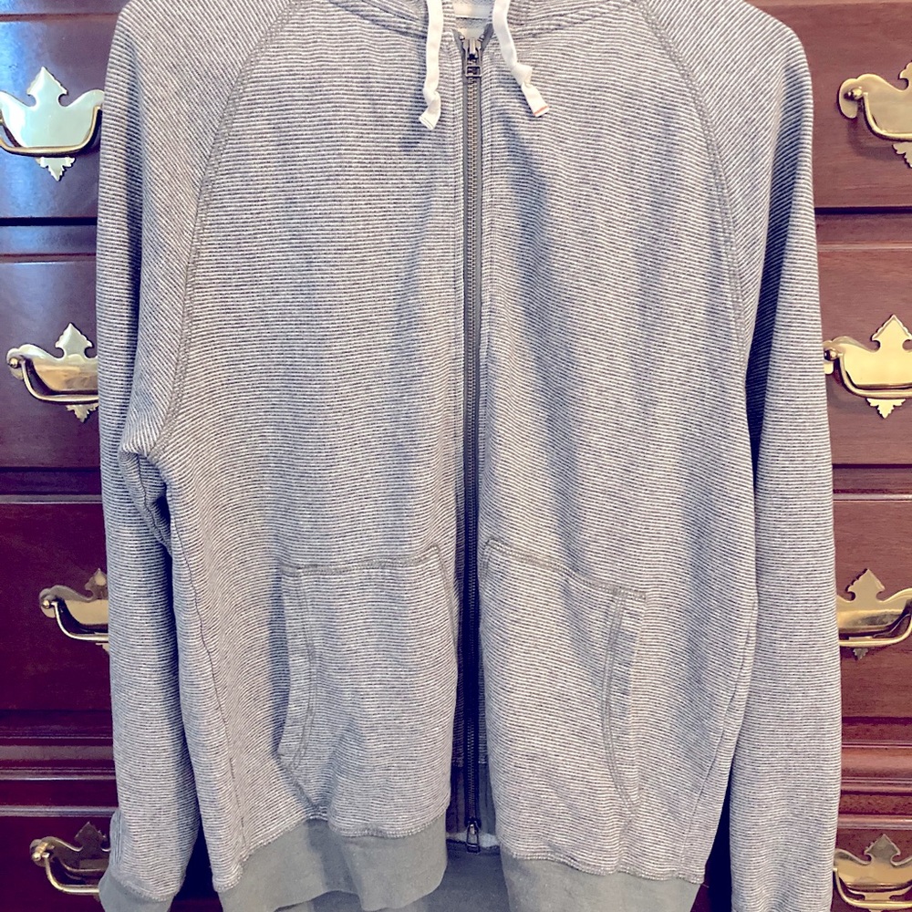 Huckberry Wellen Hemp Zip Hoodie in striped olive